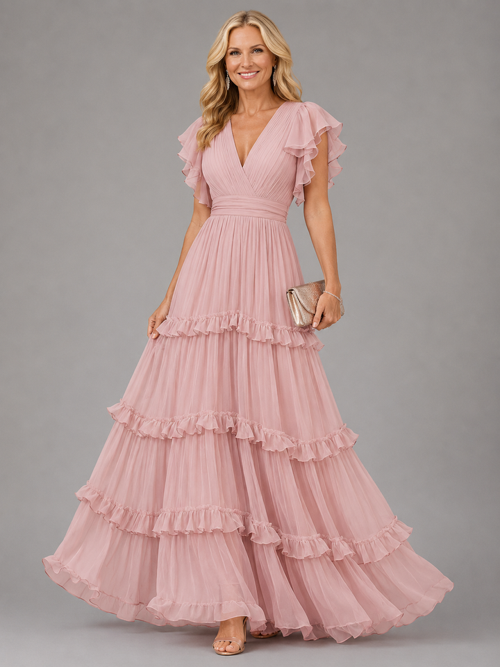 Zoe | Hellrosa Elegantes Hochzeits-Maxikleid