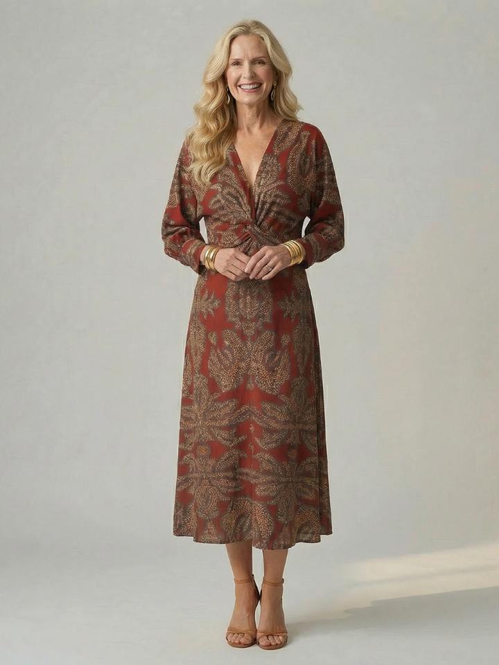 Lune | Natürliche Wickel-Midi-Kleid