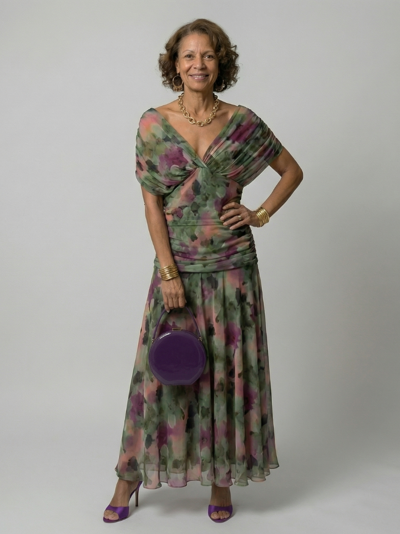 Calen | Off-Shoulder Flow Midi Kleid