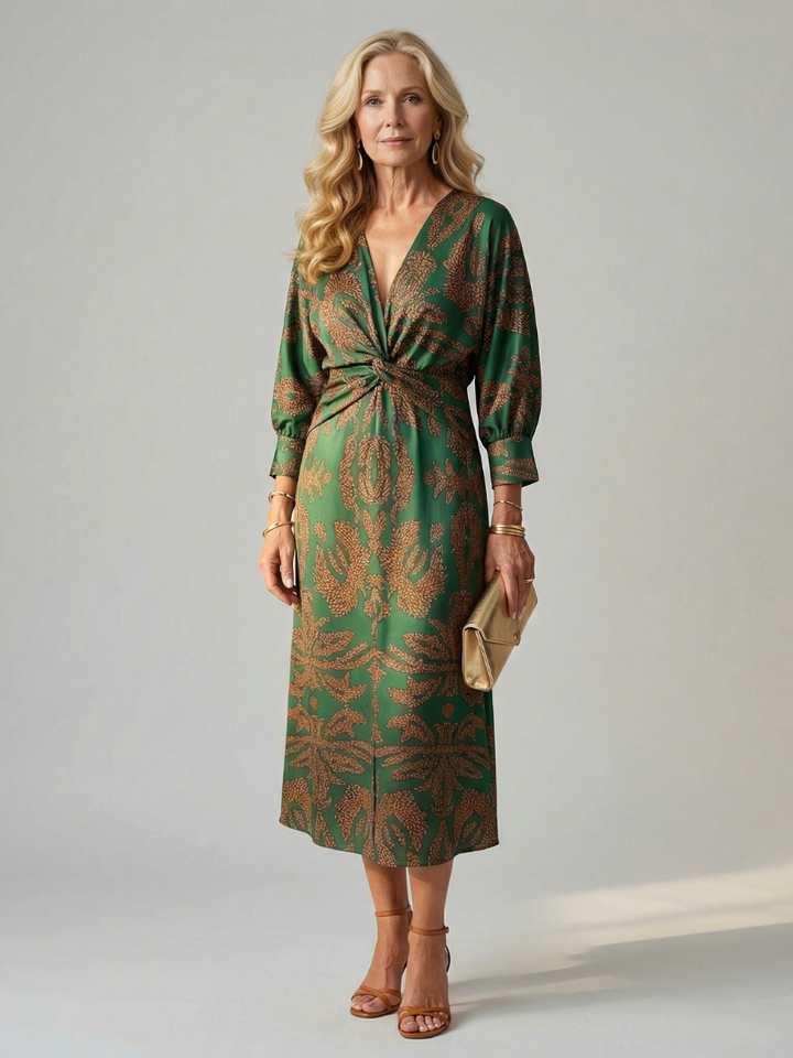 Lune | Natürliches Wickel-Midi-Kleid