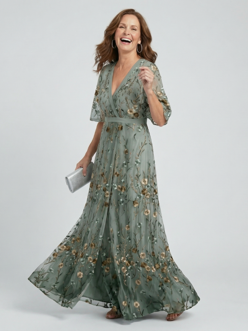 Sandra | Geblümtes Maxikleid mit V-Ausschnitt