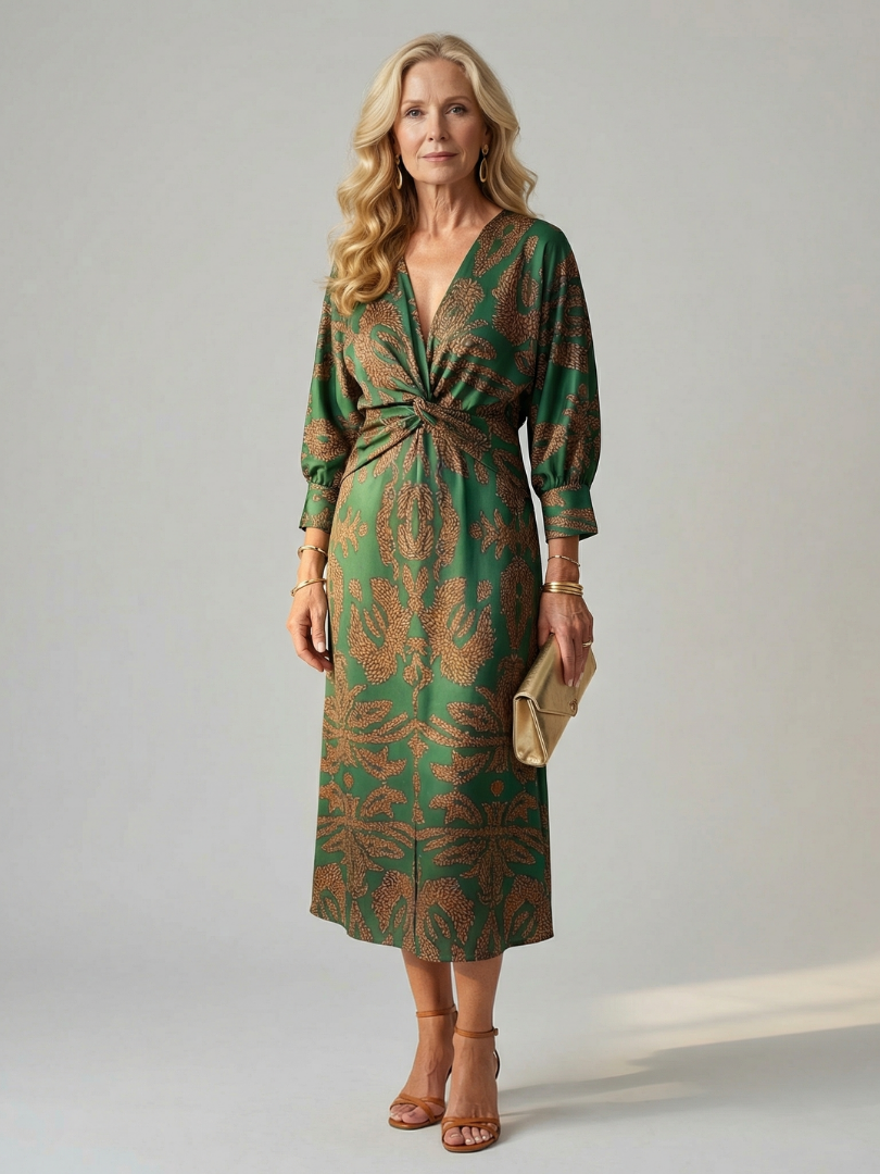 Lune | Natürliche Wickel-Midi-Kleid