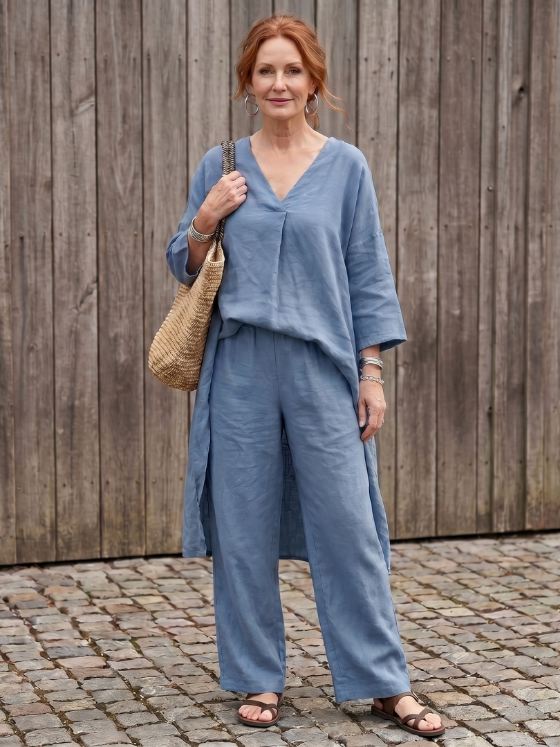 Onyx | Lockeres Tunika-Top mit weitem Hosen-Set
