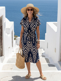 Ora | Luftige Fit Gemustertes Midi-Kleid