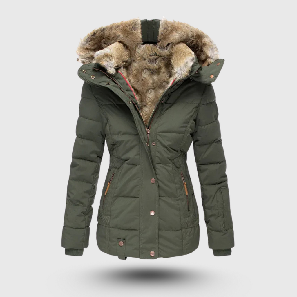 Hanne | Winterjacke mit Flauschigem Kragen und Schmaler Passform