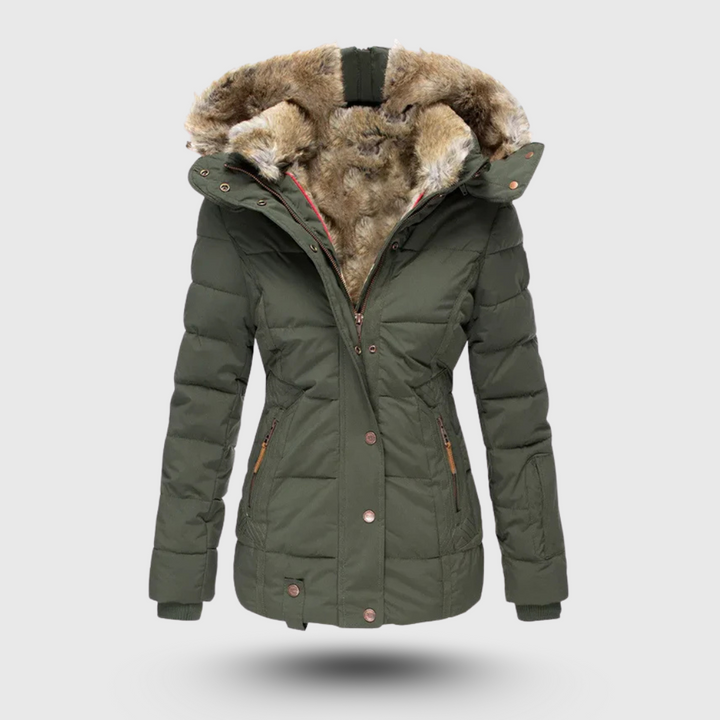 Hanne | Winterjacke mit Flauschigem Kragen und Schmaler Passform