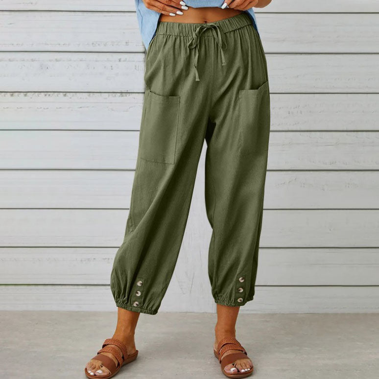 Lidia | Weite Damenhose aus Baumwolle und Leinen