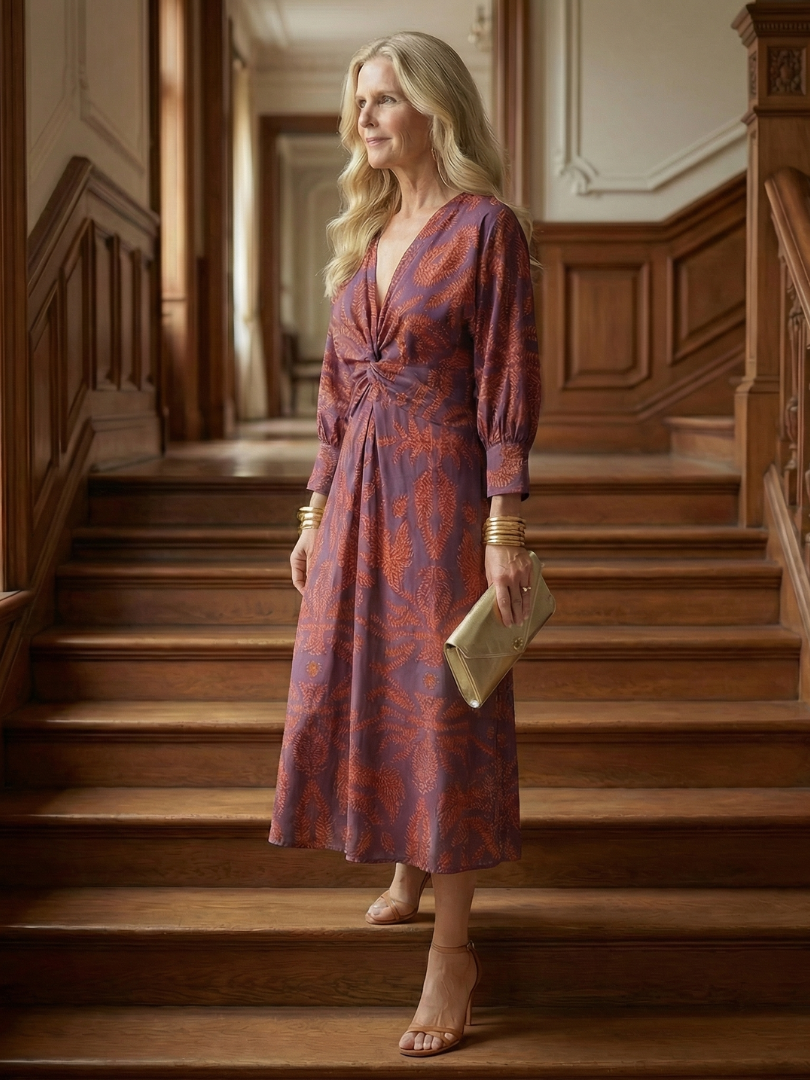 Lune | Natürliche Wickel-Midi-Kleid