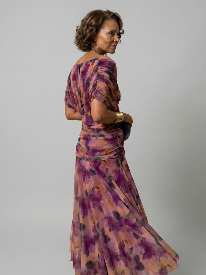 Calen | Off-Shoulder Fließendes Midi-Kleid