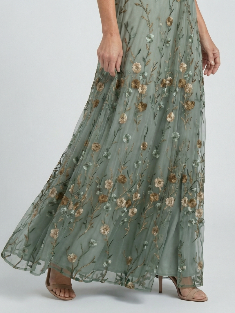 Sandra | Geblümtes Maxikleid mit V-Ausschnitt