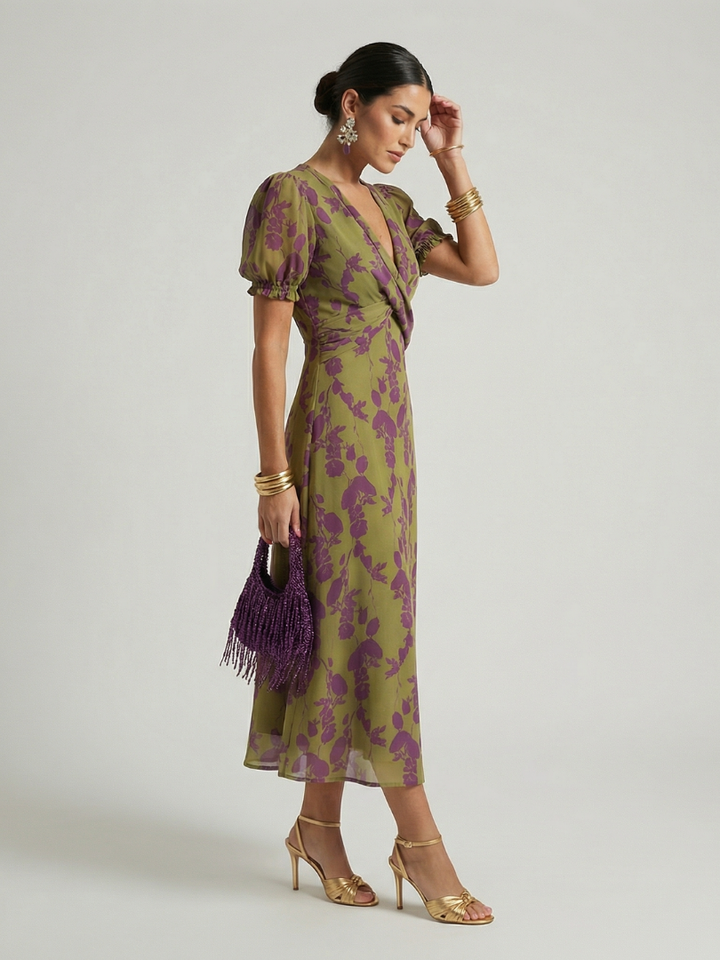 Virel | Entspanntes Blumenkleid Midi