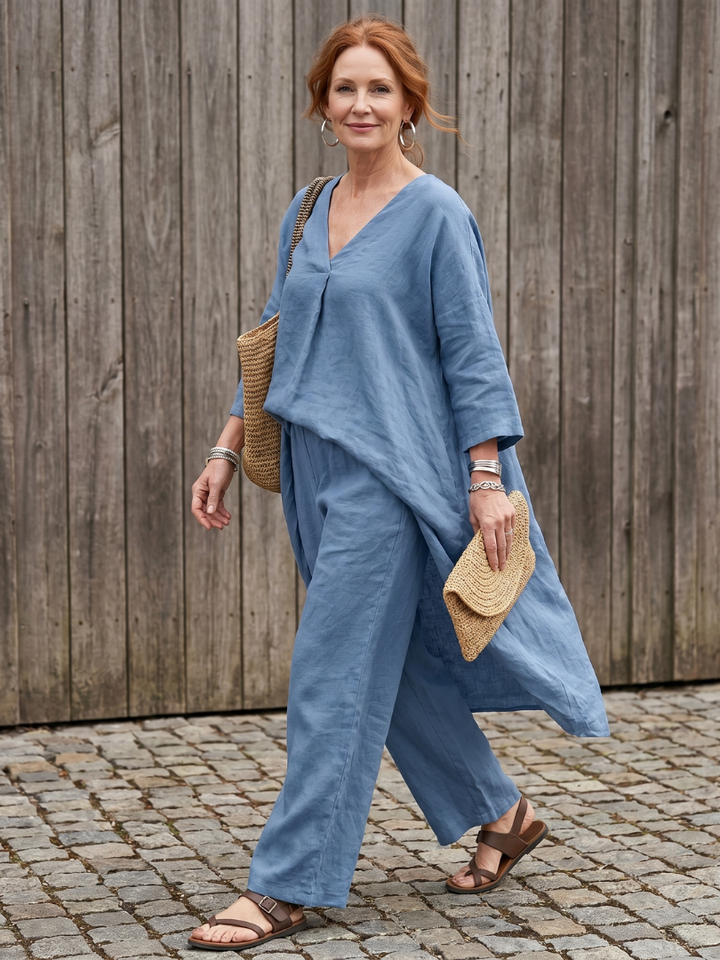 Onyx | Lockeres Tunika-Top mit weitem Hosen-Set