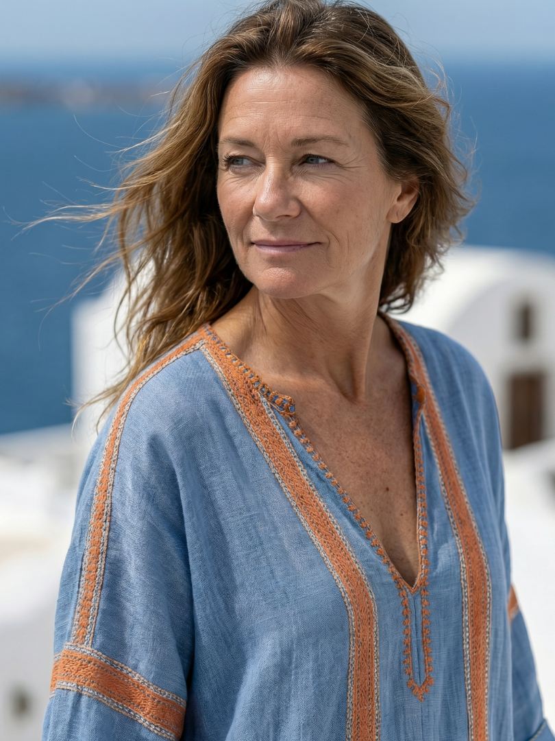 Avenor | V-Ausschnitt Midi Kleid mit weicher Struktur