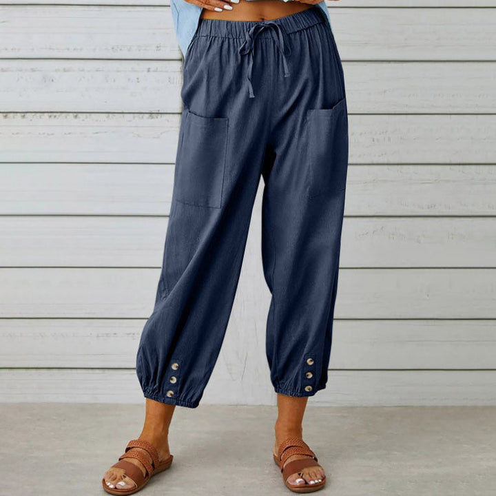Lidia | Weite Damenhose aus Baumwolle und Leinen