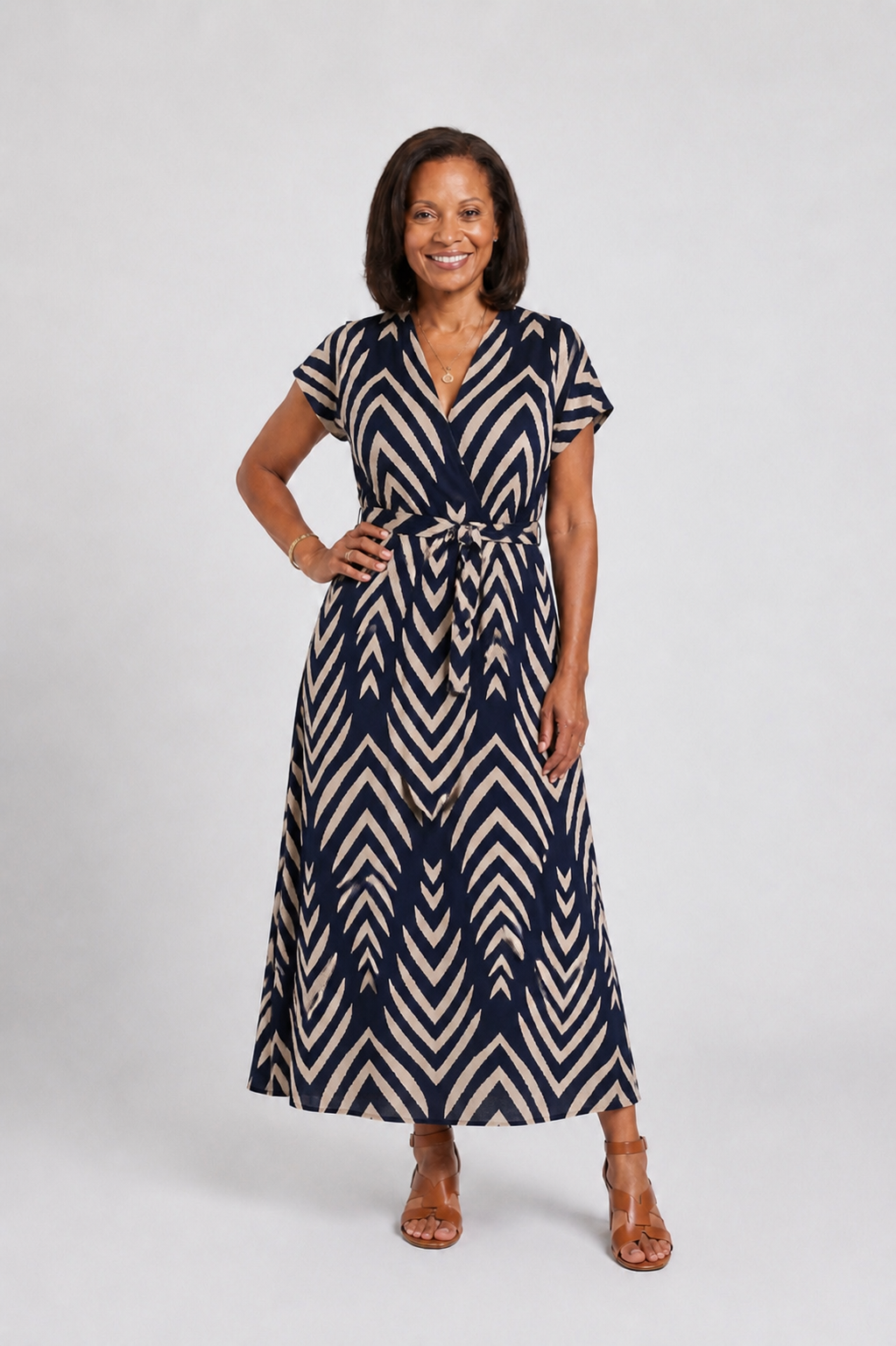 Ora | Luftige Fit Gemustertes Midi-Kleid