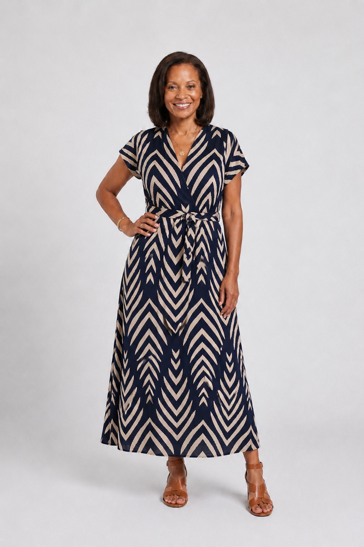 Ora | Luftige Fit Gemustertes Midi-Kleid