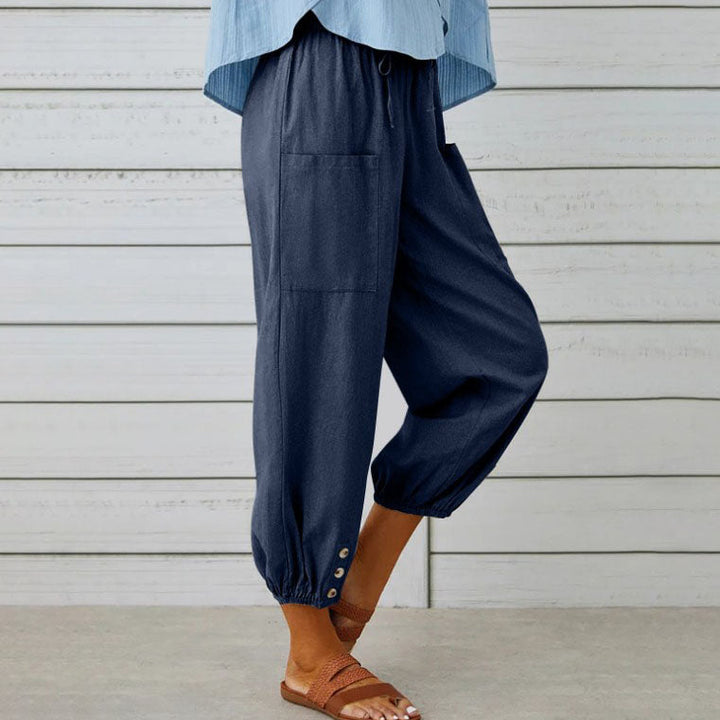 Lidia | Weite Damenhose aus Baumwolle und Leinen