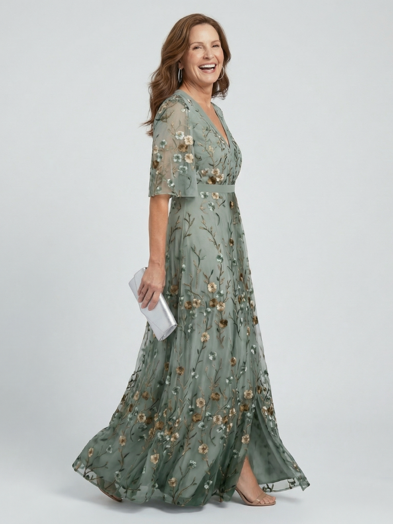 Sandra | Geblümtes Maxikleid mit V-Ausschnitt