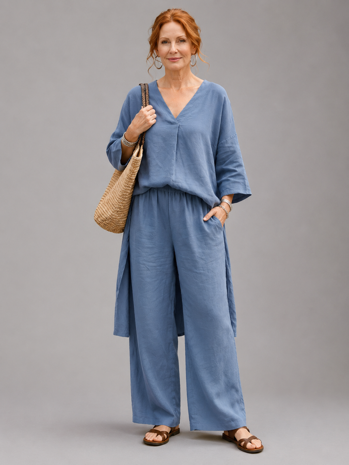 Onyx | Lockeres Tunika-Top mit weitem Hosen-Set