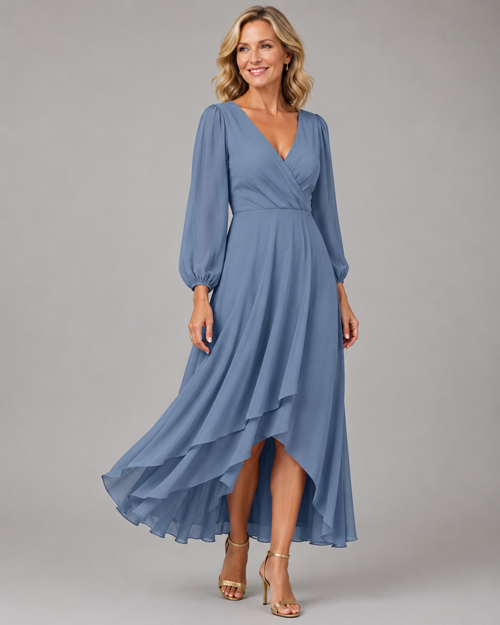 Mia | Elegantes V-Ausschnitt Langkleid