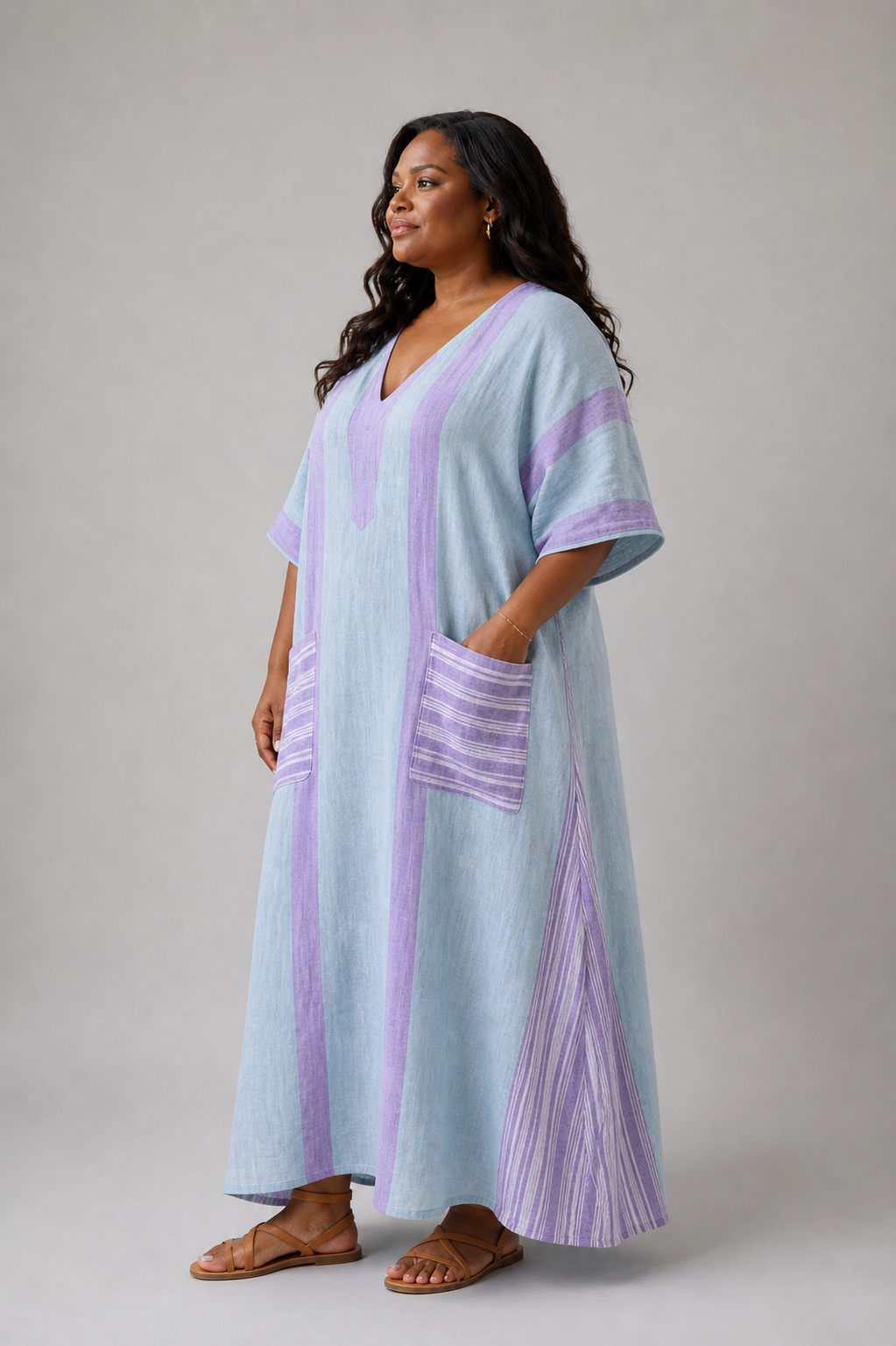Orien | Leichtes Flow Pocket Midi Kleid