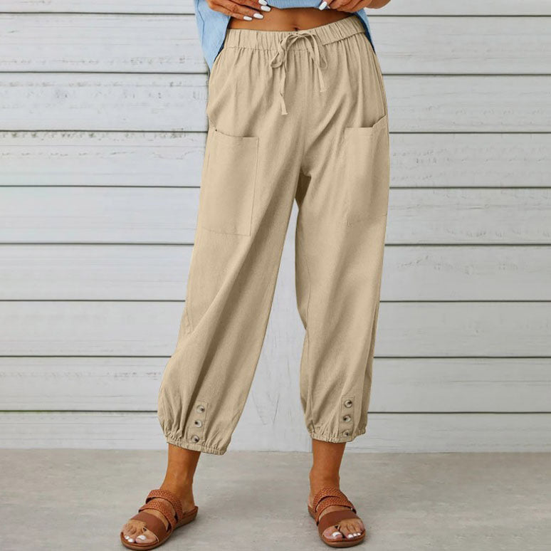 Lidia | Weite Damenhose aus Baumwolle und Leinen