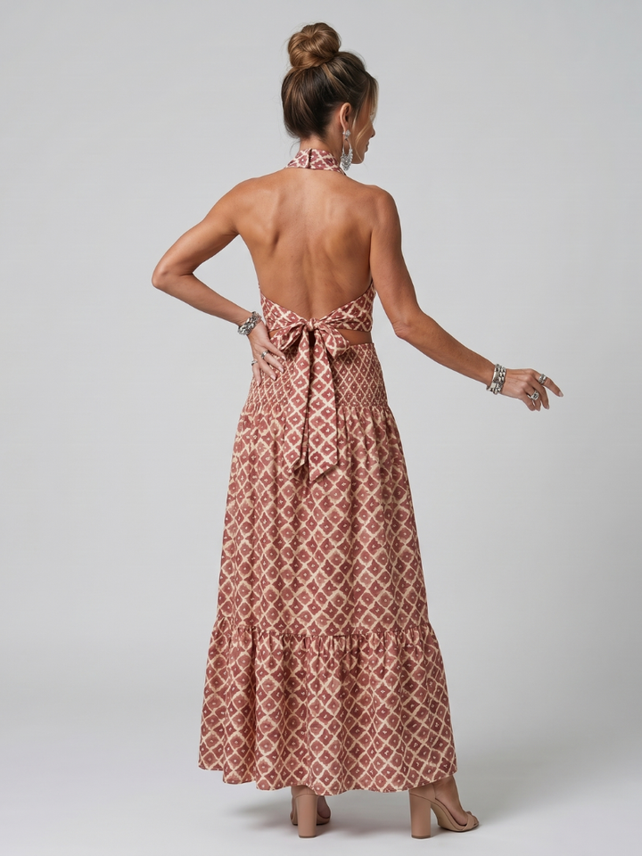 Amira | Geometrischer Print Cutout Midi Kleid