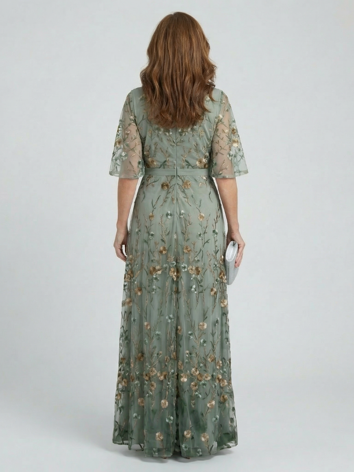 Sandra | Geblümtes Maxikleid mit V-Ausschnitt
