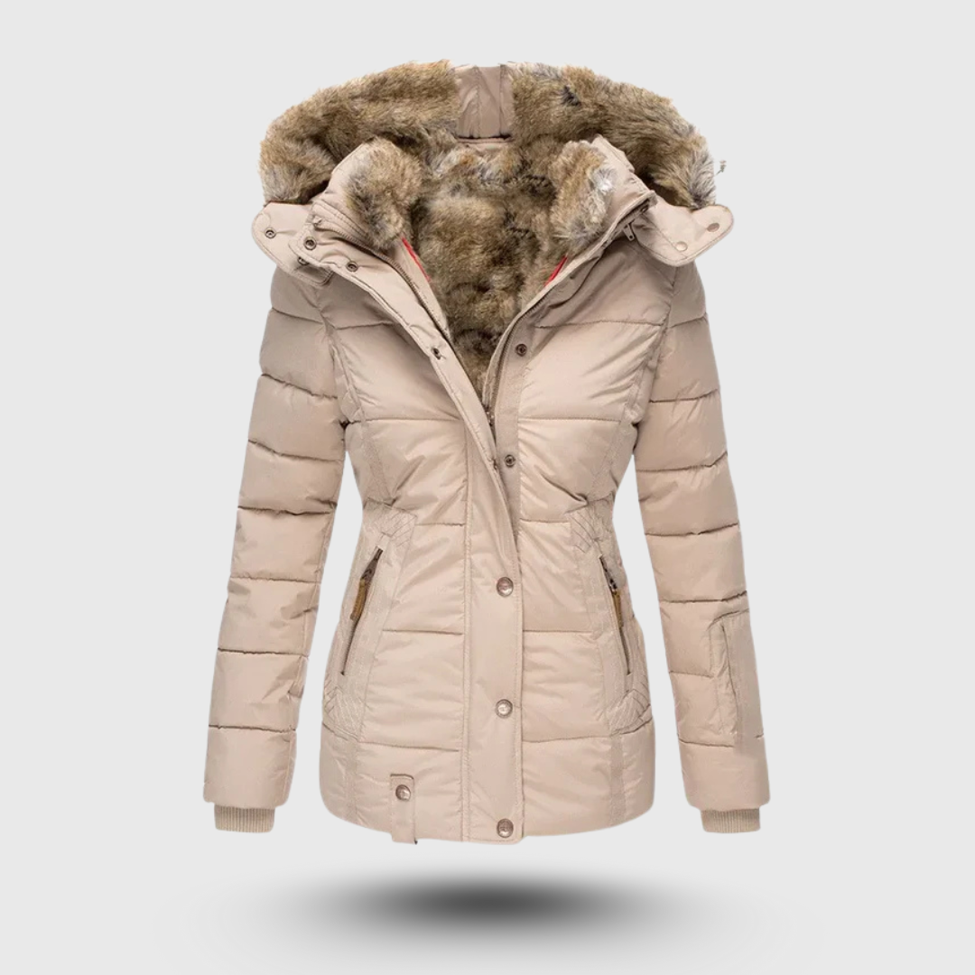 Hanne | Winterjacke mit Flauschigem Kragen und Schmaler Passform