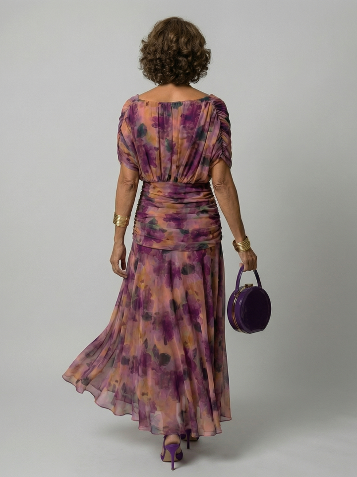 Calen | Off-Shoulder Fließendes Midi-Kleid