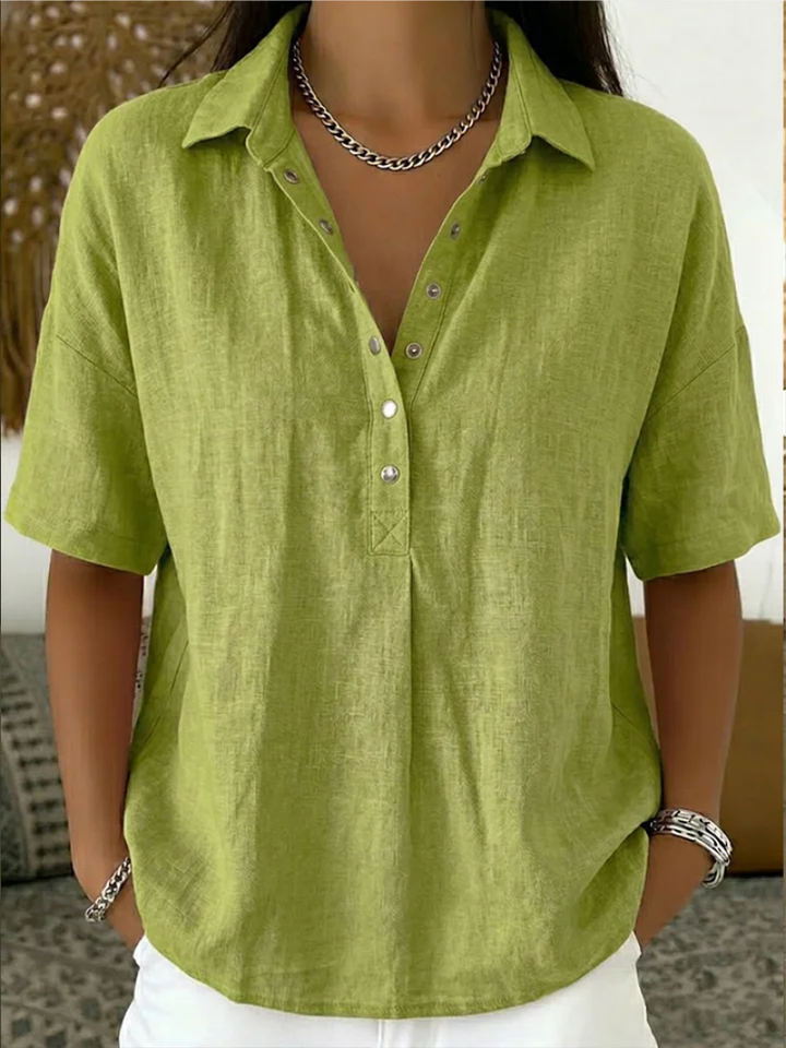 Phobie | Bluse mit Kragen und Knopfverzierung