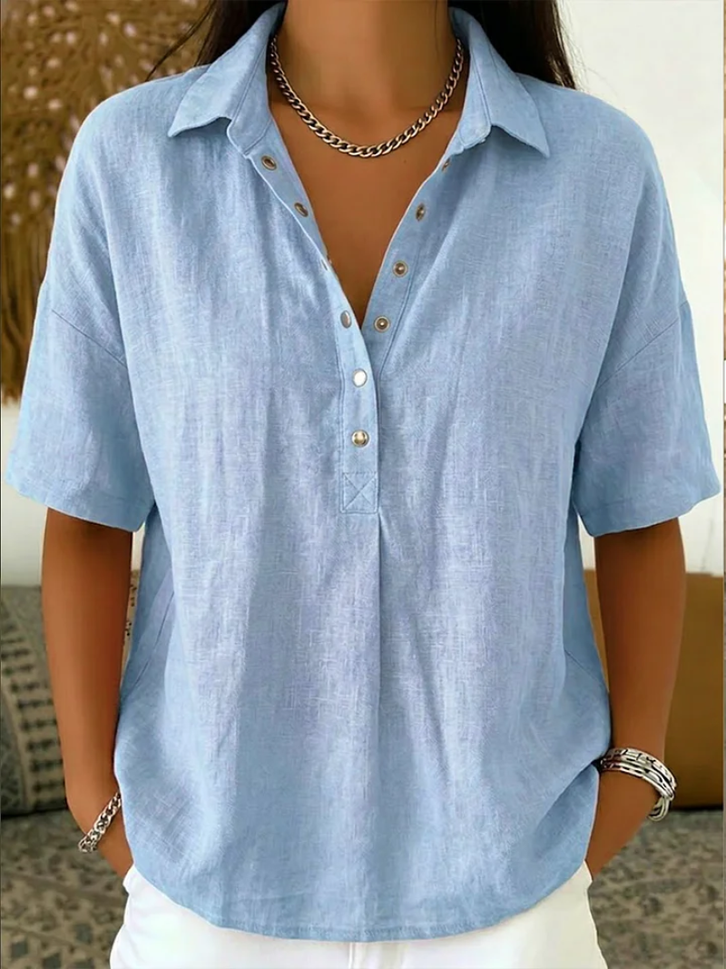 Phobie | Bluse mit Kragen und Knopfverzierung