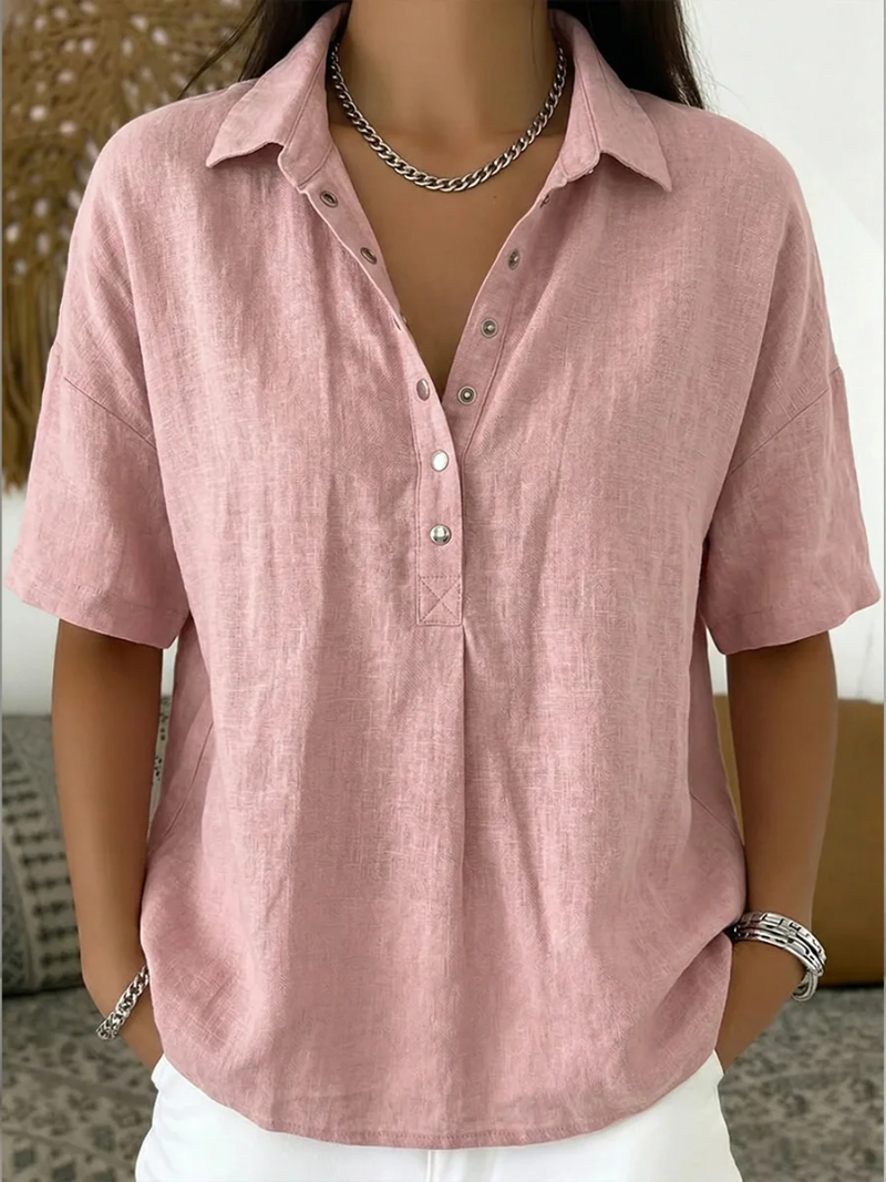 Phobie | Bluse mit Kragen und Knopfverzierung