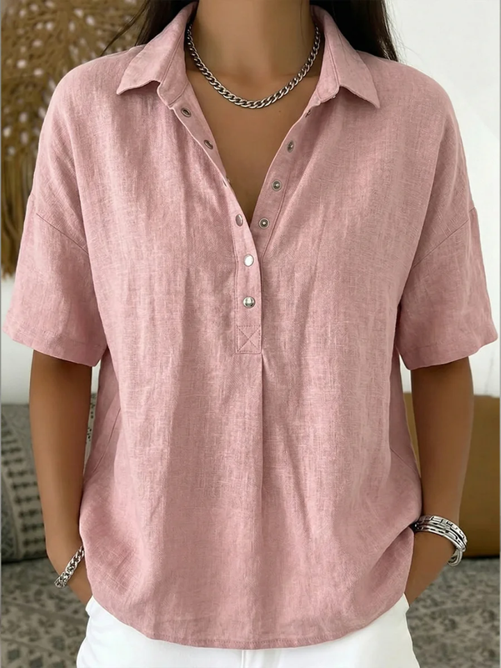 Phobie | Bluse mit Kragen und Knopfverzierung