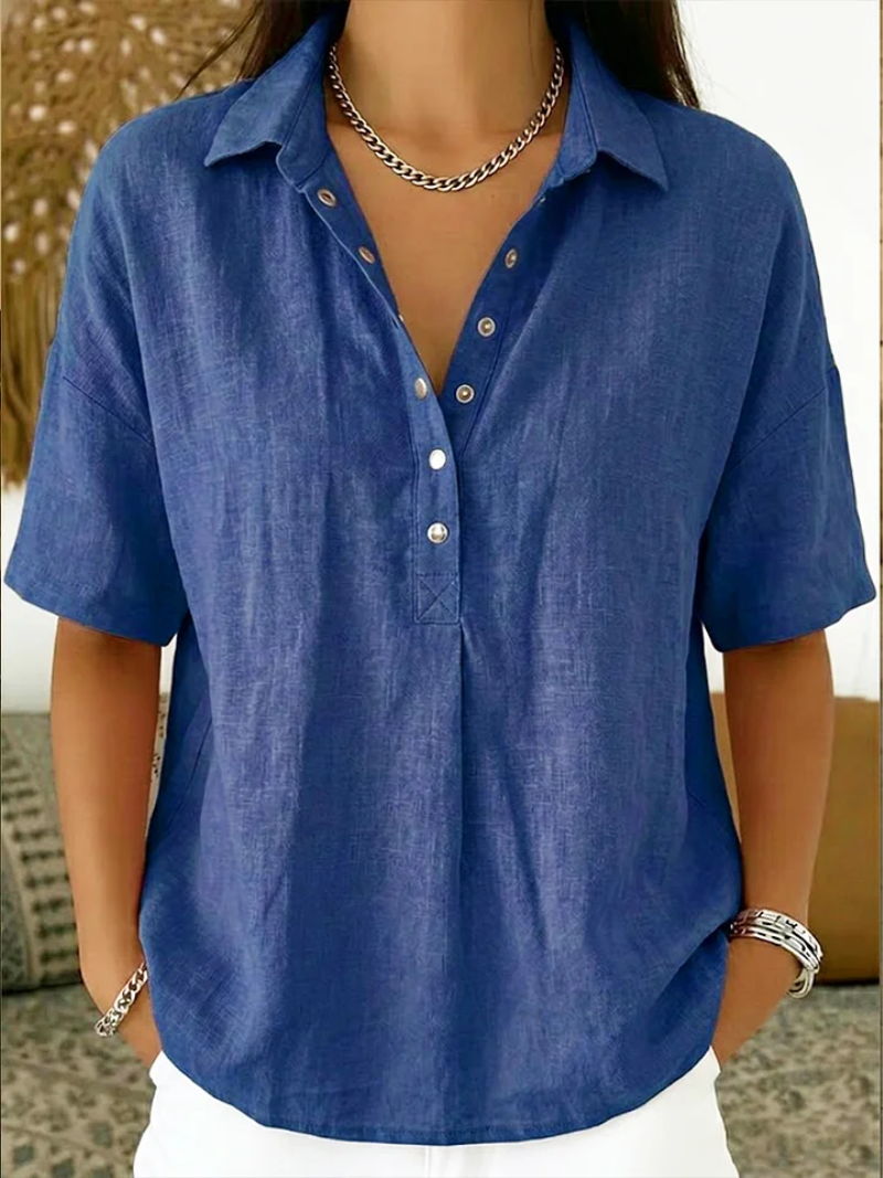 Phobie | Bluse mit Kragen und Knopfverzierung