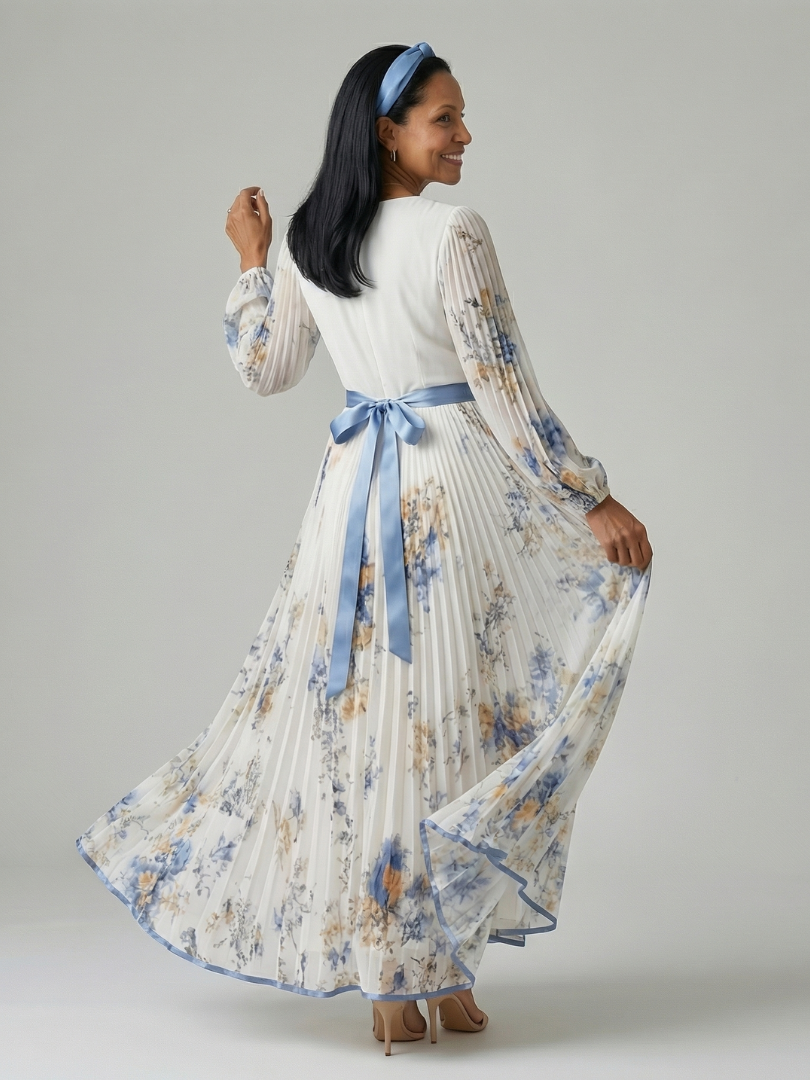 Rielle | Plissiertes Wickel-Midi-Kleid