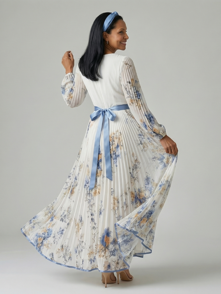 Rielle | Plissiertes Wickel-Midi-Kleid