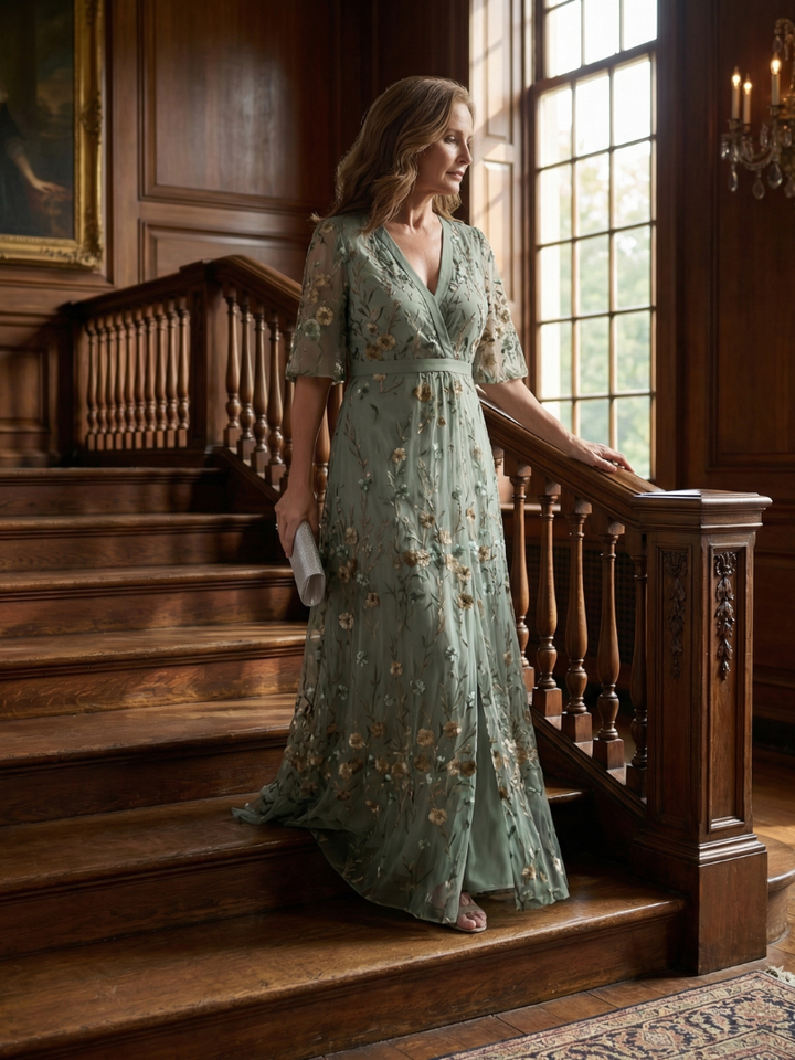 Sandra | Geblümtes Maxikleid mit V-Ausschnitt