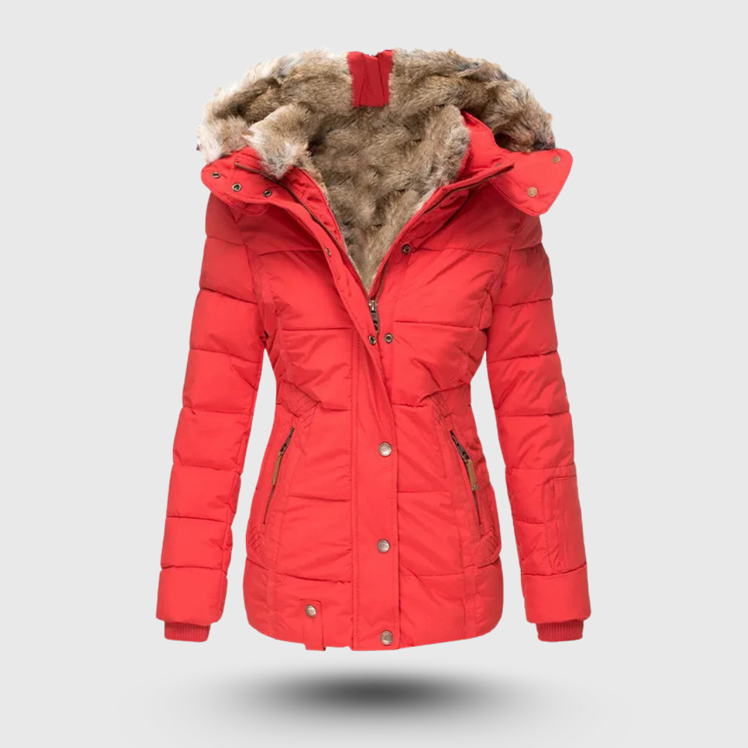 Hanne | Winterjacke mit Flauschigem Kragen und Schmaler Passform