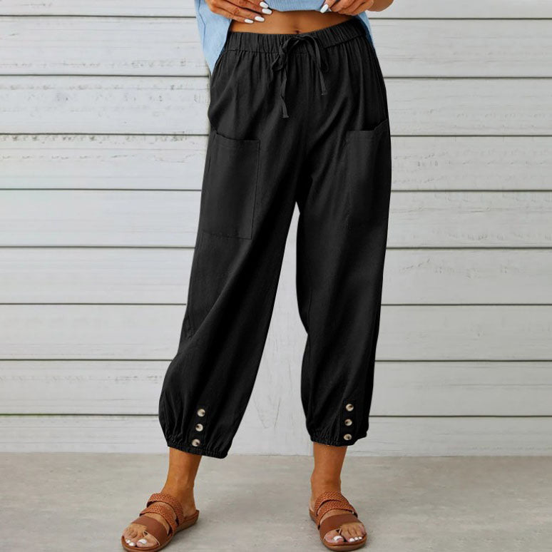 Lidia | Weite Damenhose aus Baumwolle und Leinen