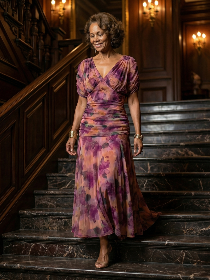 Calen | Off-Shoulder Fließendes Midi-Kleid