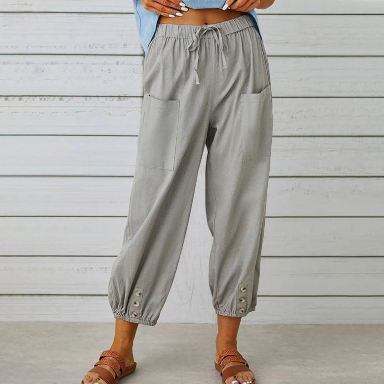 Lidia | Weite Damenhose aus Baumwolle und Leinen