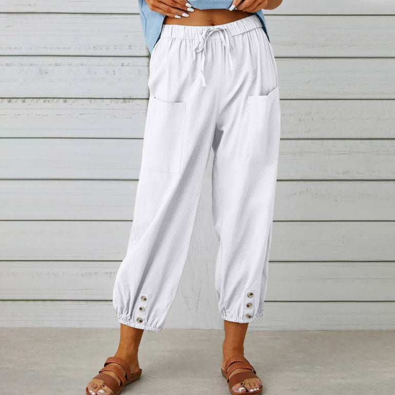 Lidia | Weite Damenhose aus Baumwolle und Leinen