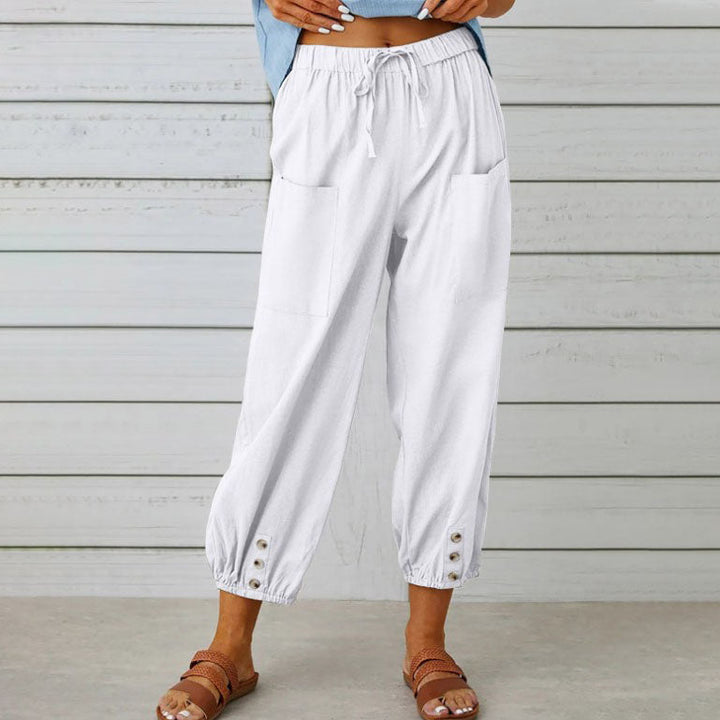 Lidia | Weite Damenhose aus Baumwolle und Leinen