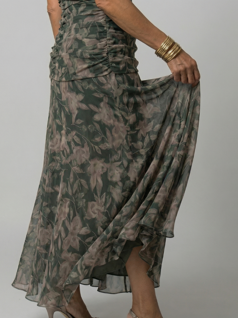 Calen | Off-Shoulder Fließendes Midi-Kleid
