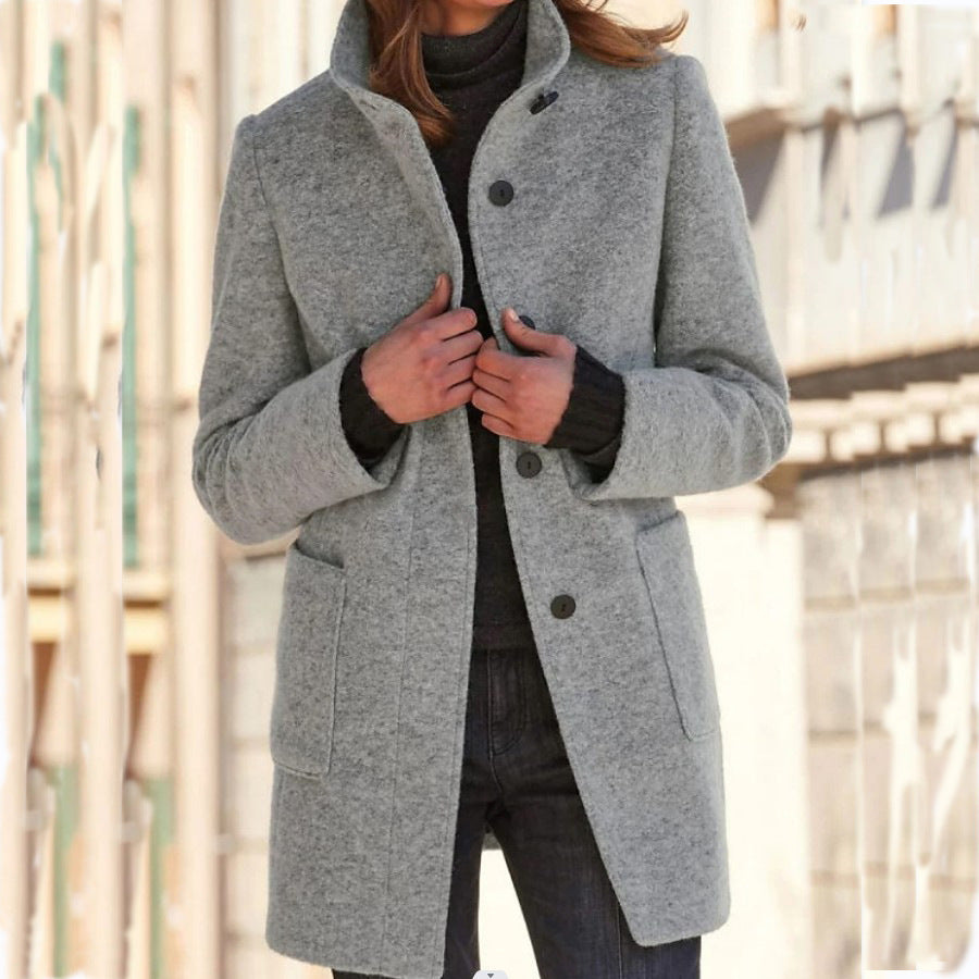 Vintora | Retro Damen-Windjacke mit Knöpfen und Stehkragen