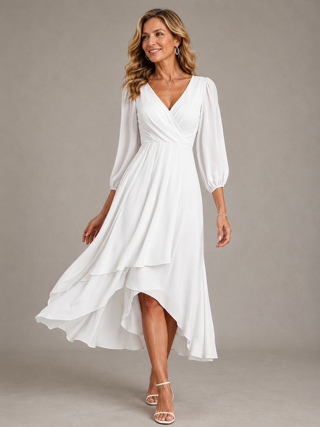 Mia | Elegantes V-Ausschnitt Langkleid