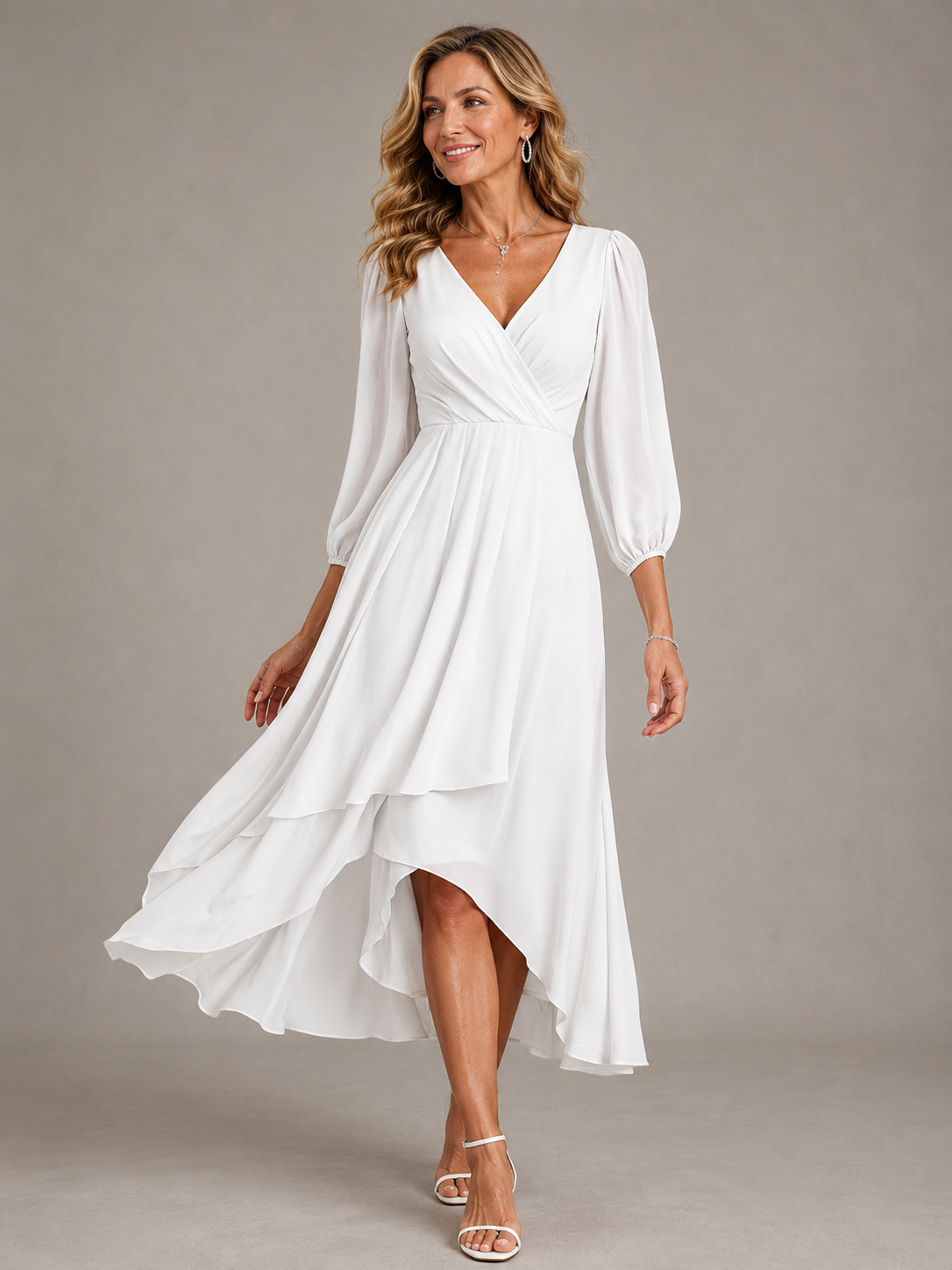 Mia | Elegantes V-Ausschnitt Langkleid