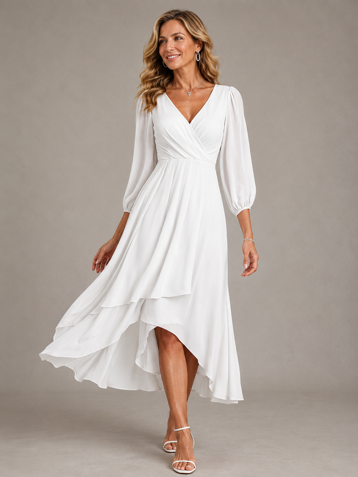 Mia | Elegantes V-Ausschnitt Langkleid
