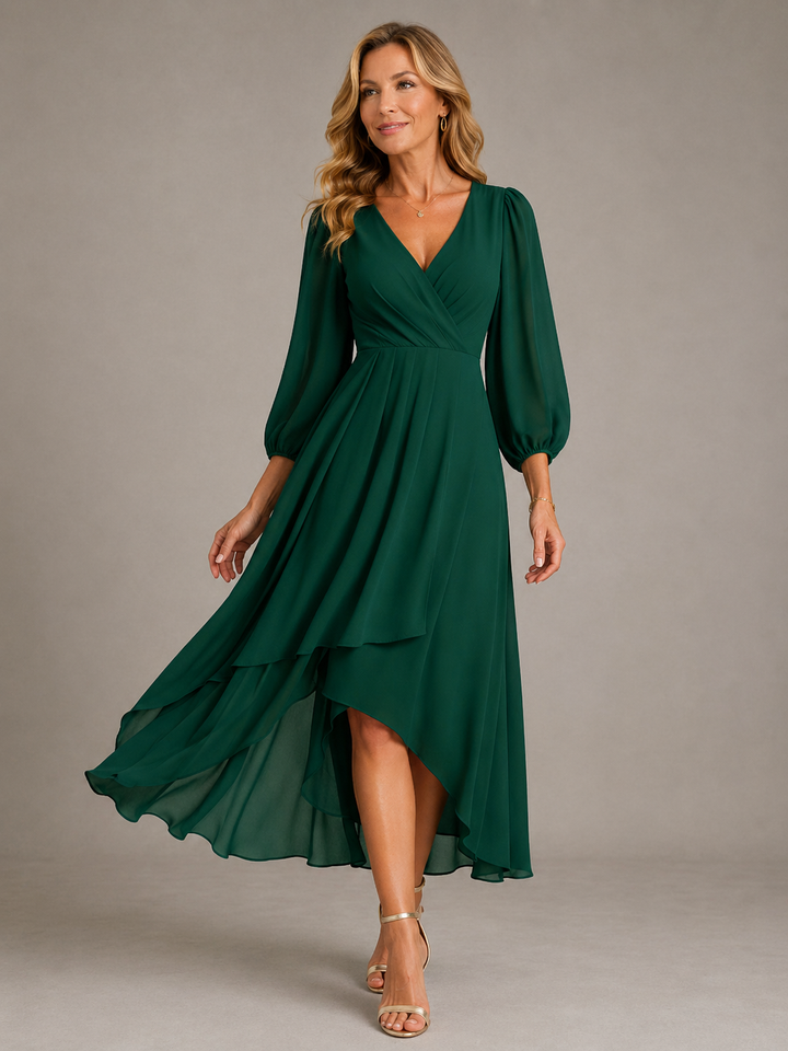 Mia | Elegantes V-Ausschnitt Langkleid